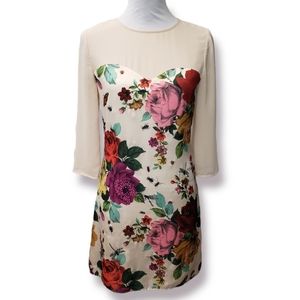 Ted Baker London Elegant Shift Dress Beaded Botanical Print